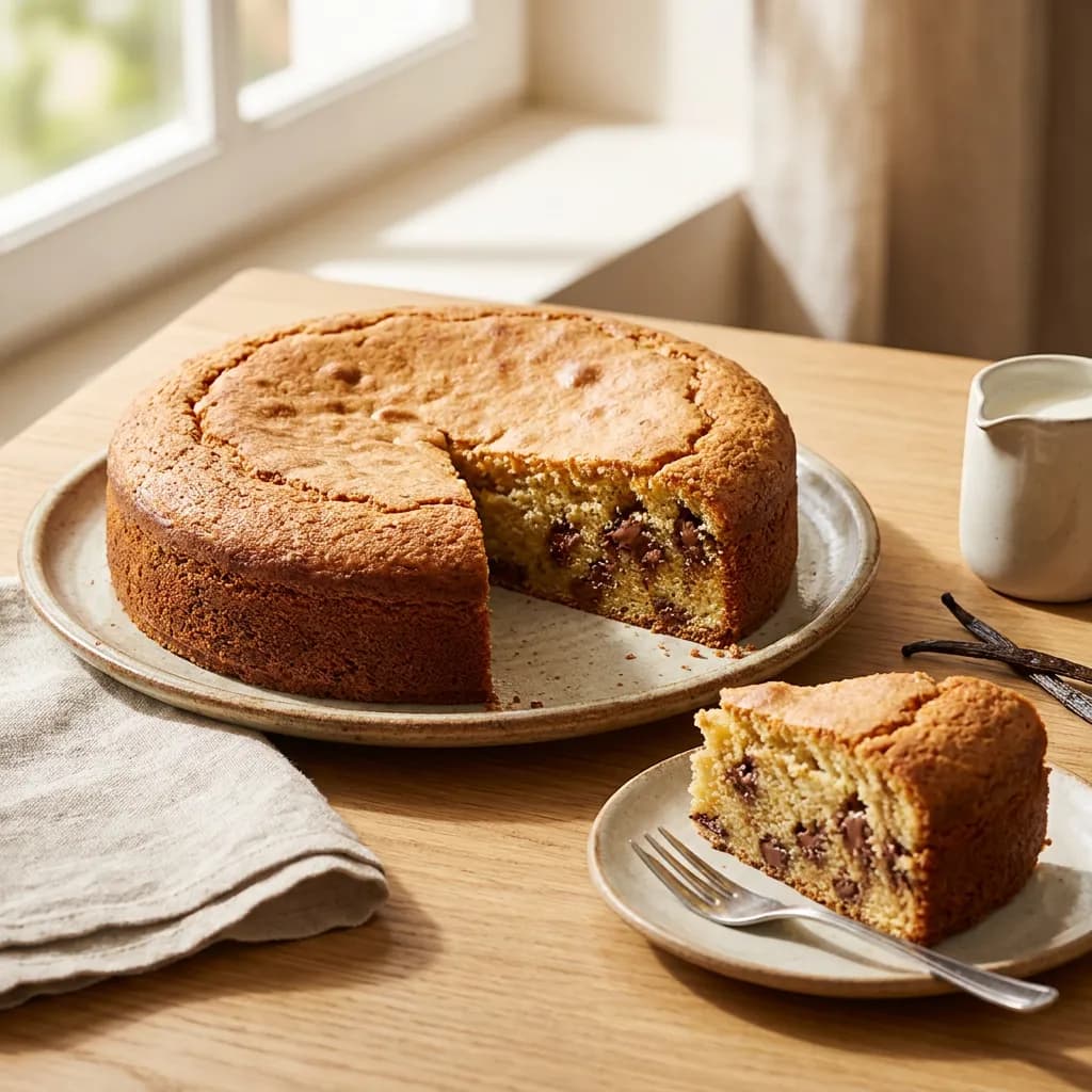 Gâteau fondant à la vanille et aux pépites de chocolat au lait