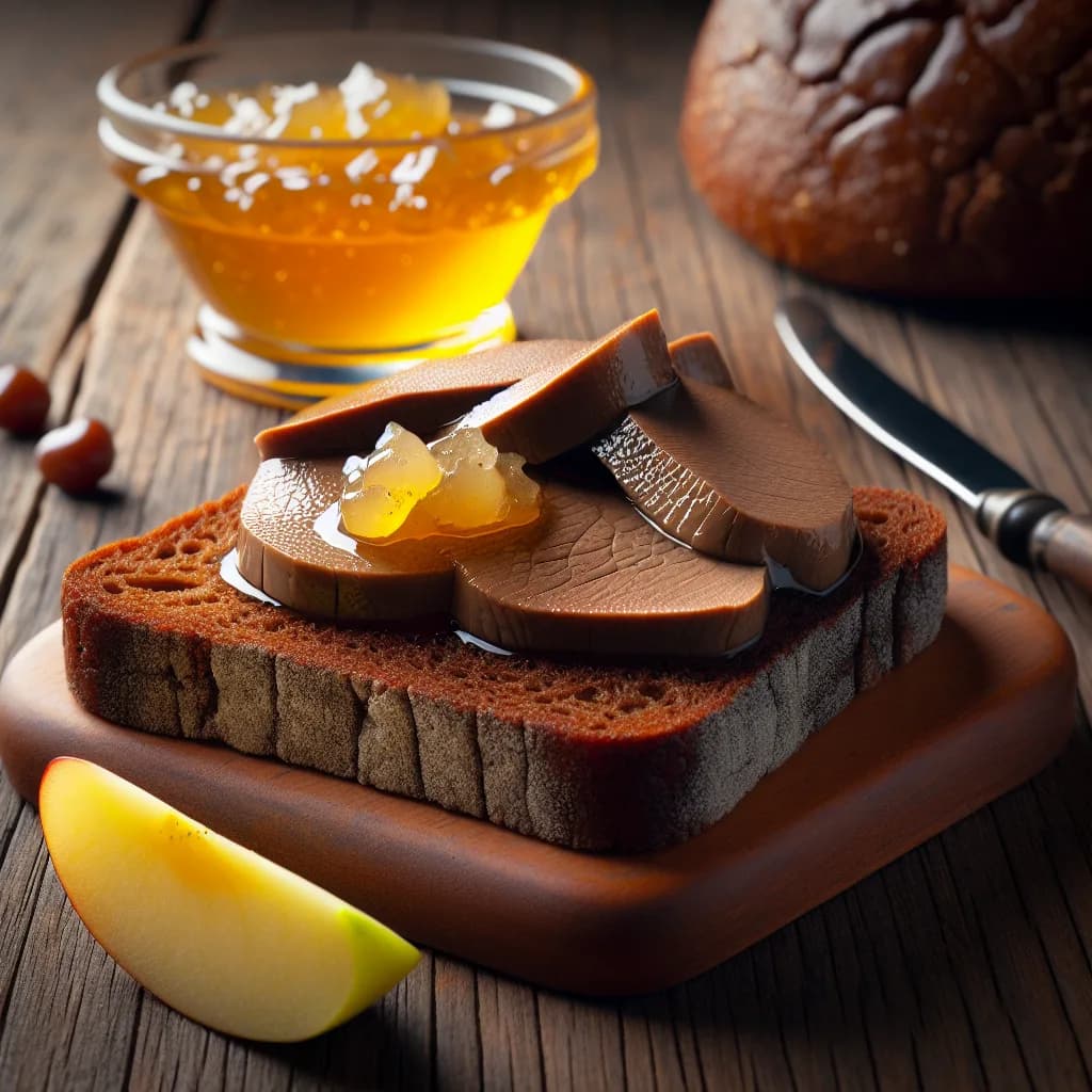 Gänseleber auf Pumpernickel mit Apfelgelee