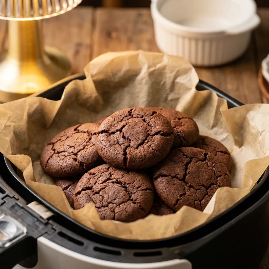 Galletas de mantequilla y cacao en freidora de aire