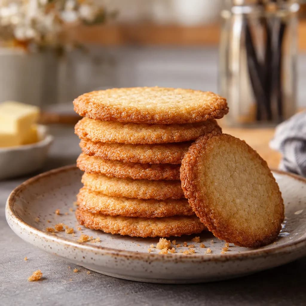 Galletas supercrujientes y doradas de mantequilla y vainilla