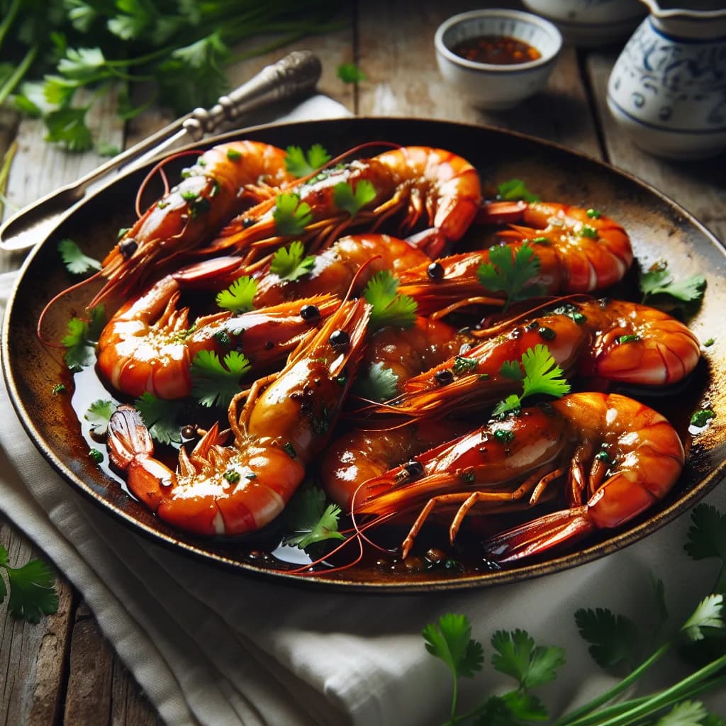 Gambas sautées au gingembre