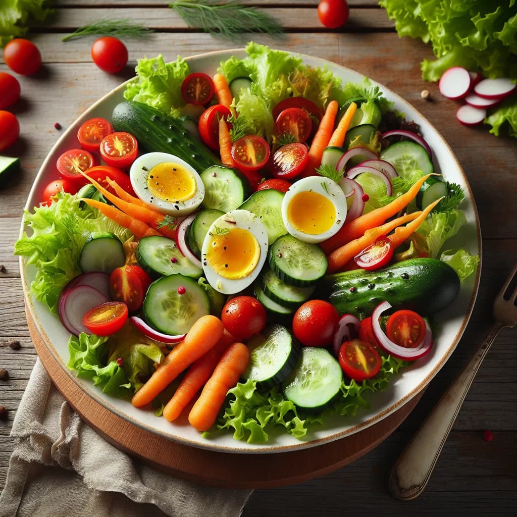 Garden Salad with Boiled Eggs