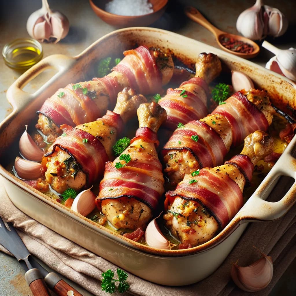 Garlic Bacon Drumstick Bake