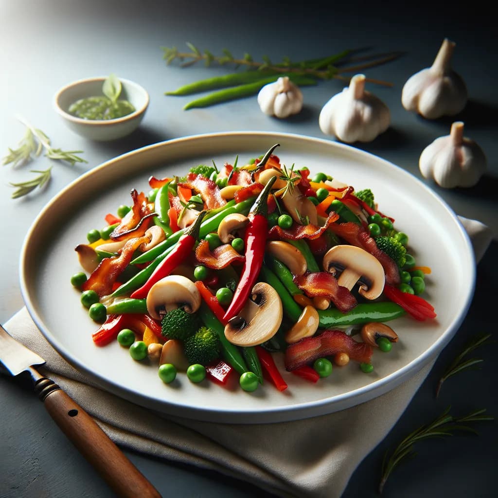 Garlic Bacon Mushroom Stir-Fry