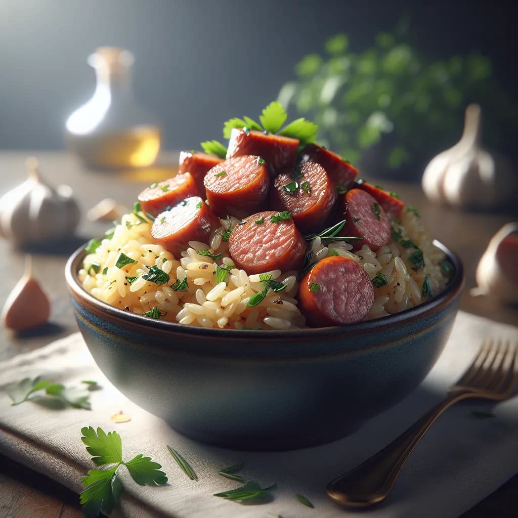 Garlic Butter Rice with Sausage