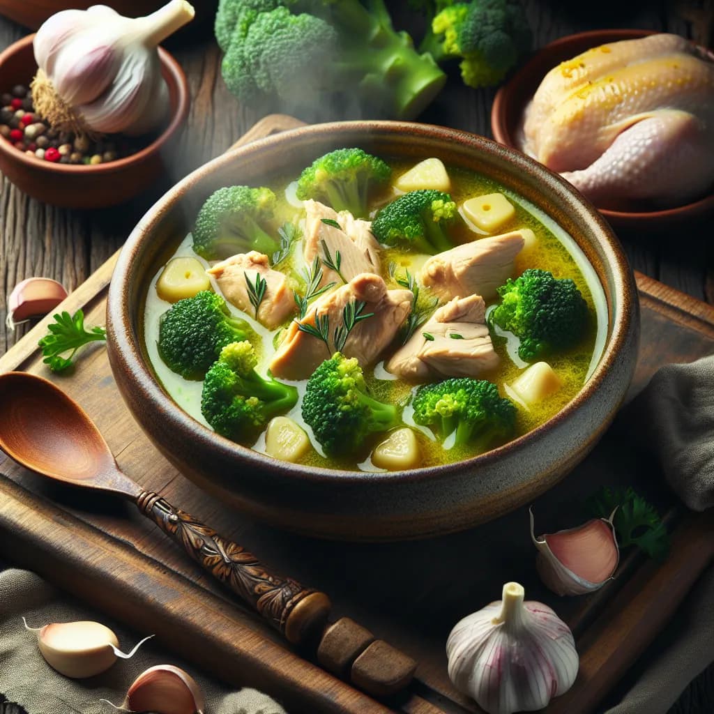 Garlic Chicken and Broccoli Soup