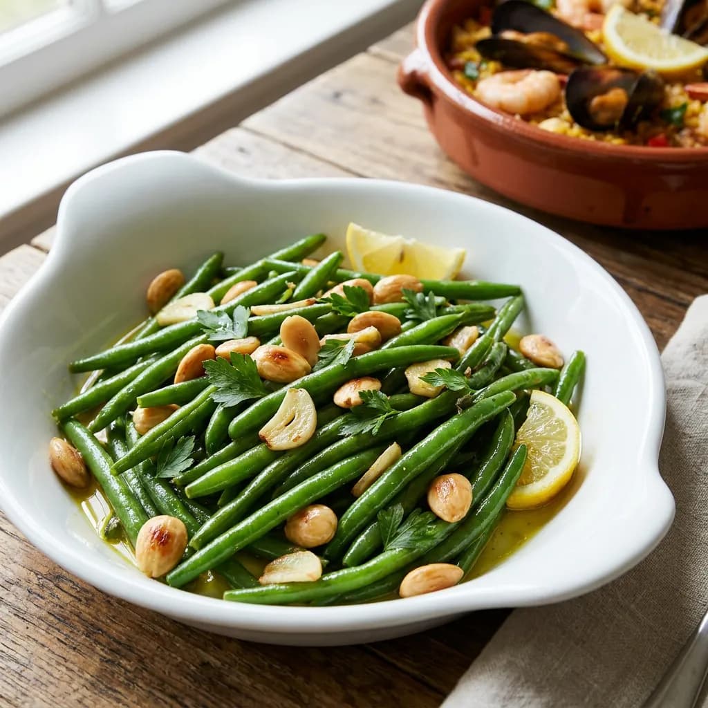 Garlic Green Beans with Toasted Marcona Almonds