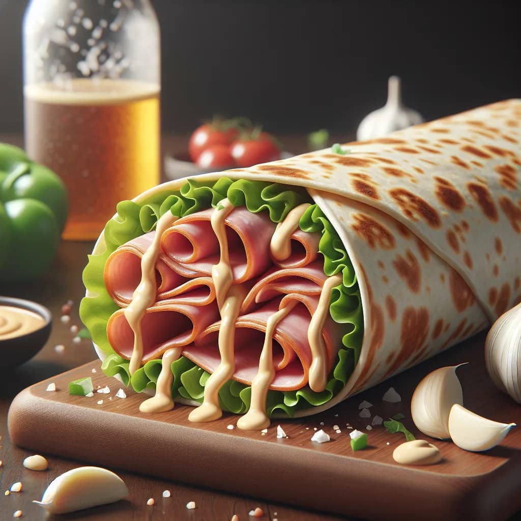 Garlic Mayo Ham Wrap