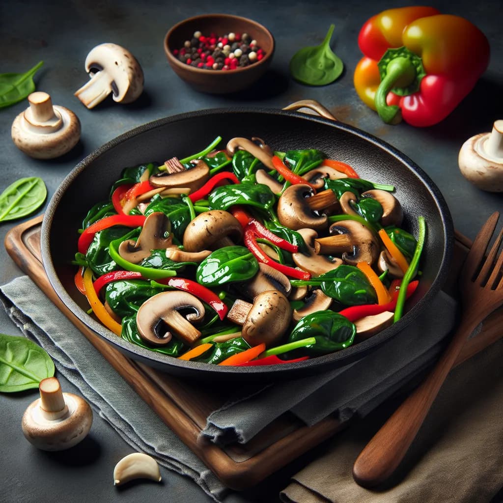 Garlic Mushroom and Spinach Stir-Fry