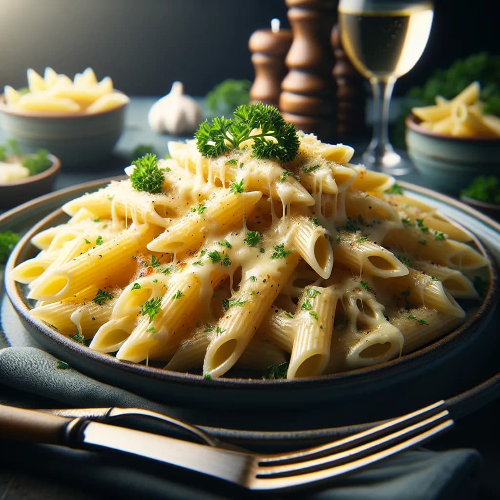 Garlic Penne Pasta with Cheese