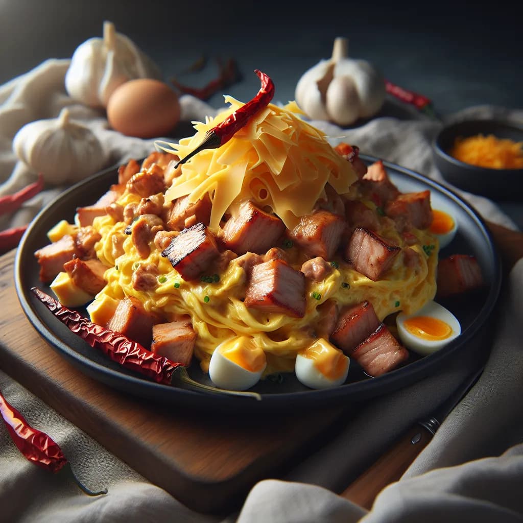 Garlic Pork and Cheese Scramble
