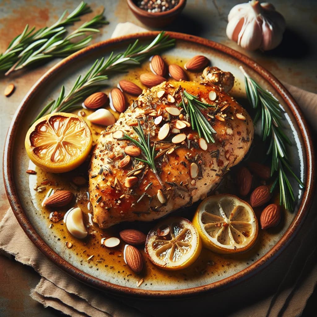 Garlic Rosemary Chicken with Almond Crust