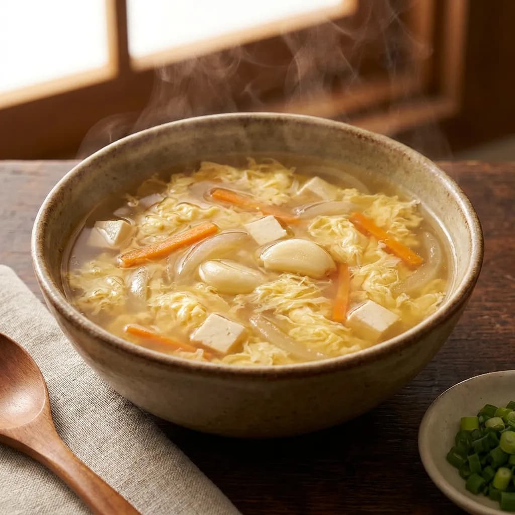 Garlic Tofu and Egg Drop Soup