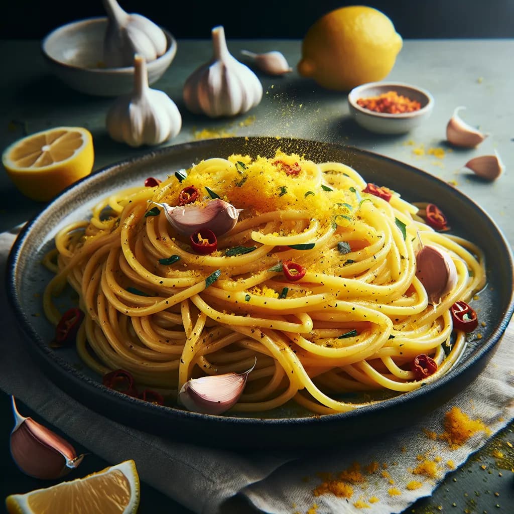 Garlic and Oil Spaghetti with Lemon Zest