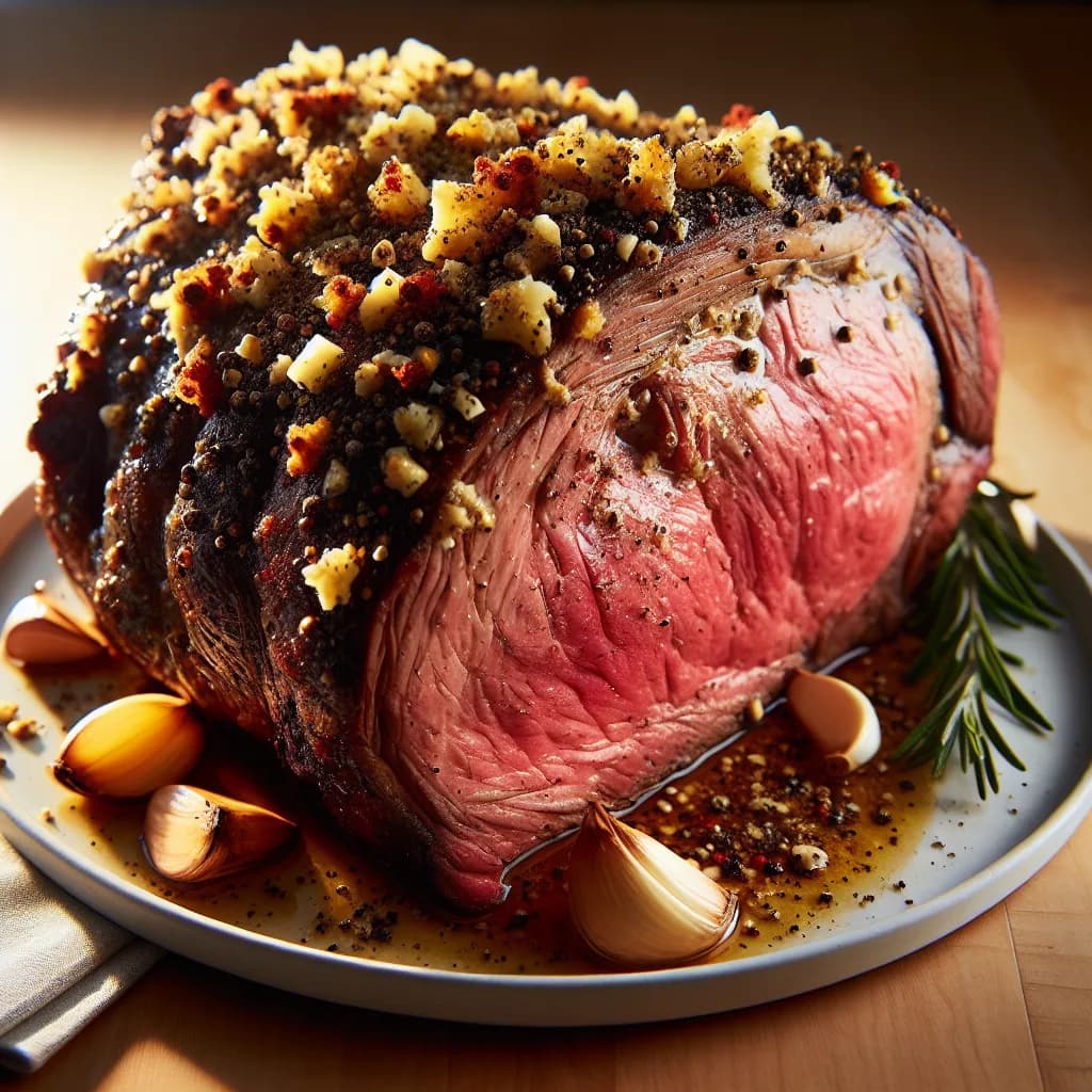 Garlic and Pepper Prime Rib Roast