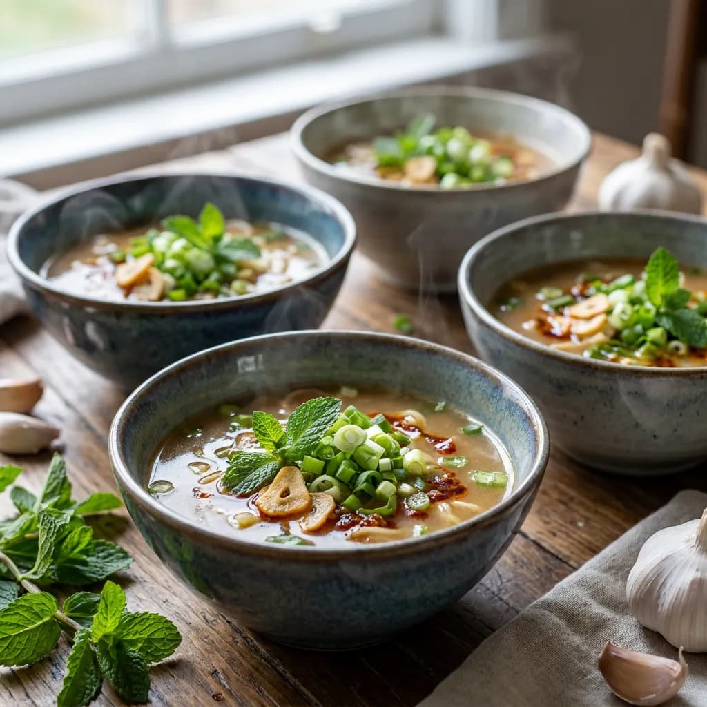 Garlic, Mint and Spring Onion Ramen Broth