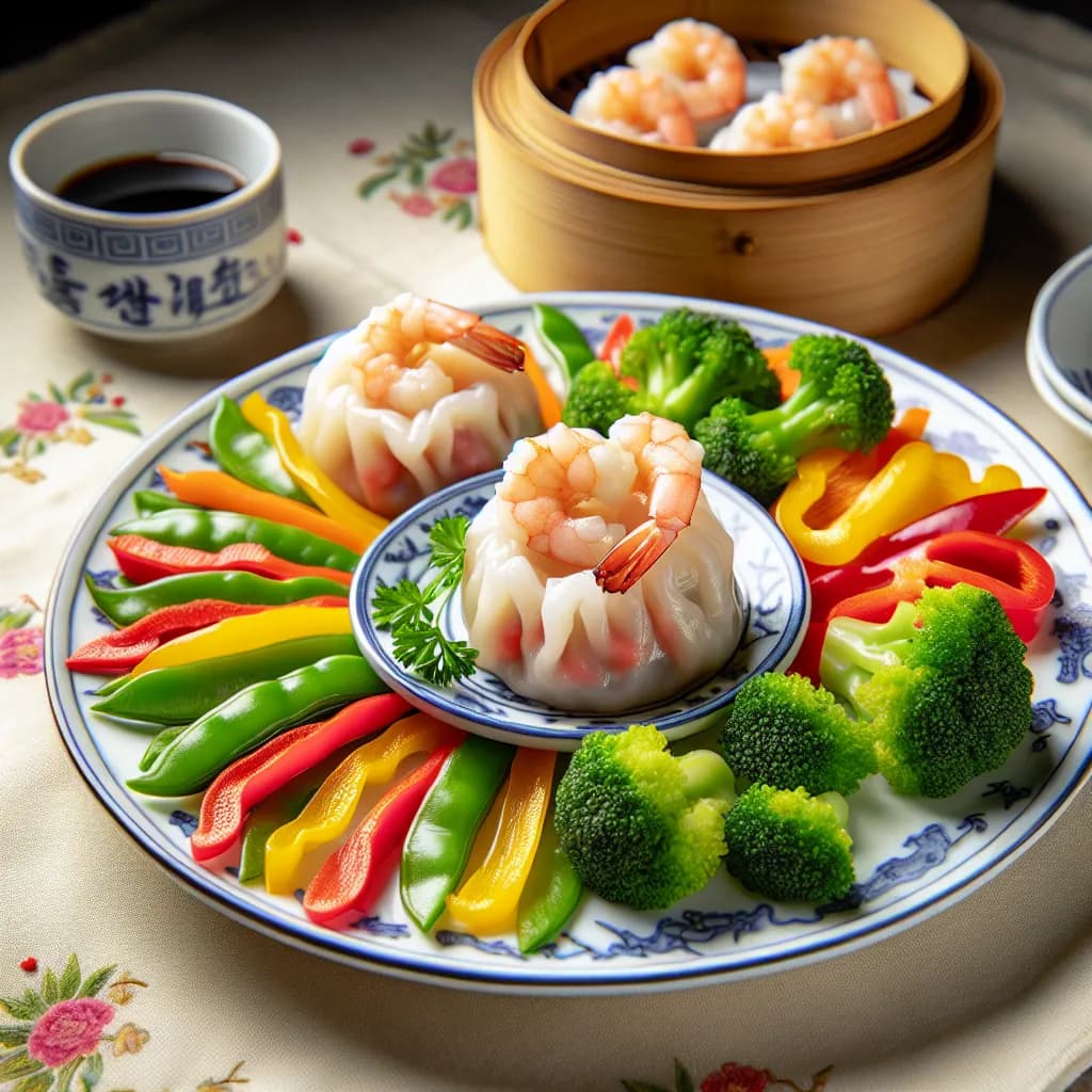 Garnelen-Dim-Sum mit Gemüse