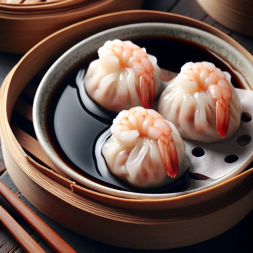 Garnelen-Dim-Sum mit Sojasauce