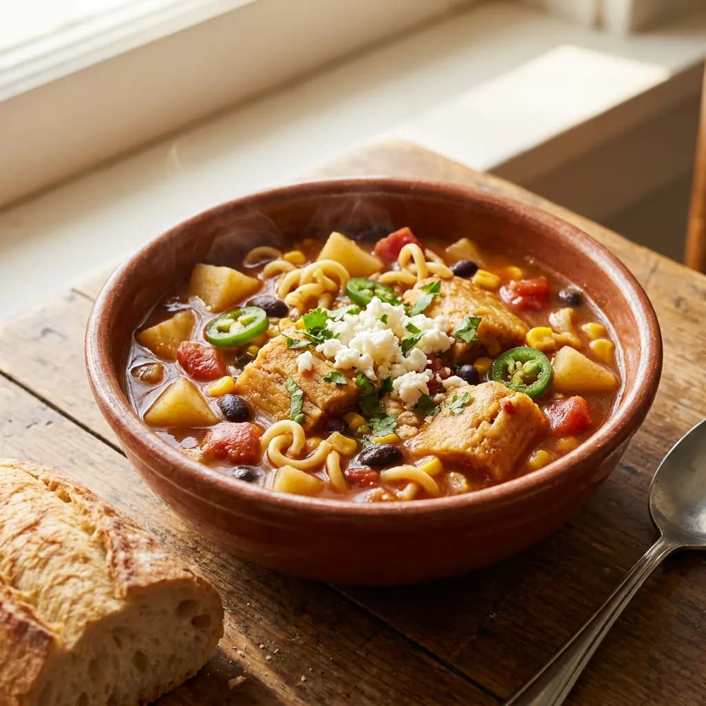 Gaucho Tamale and Potato-Chili Soup