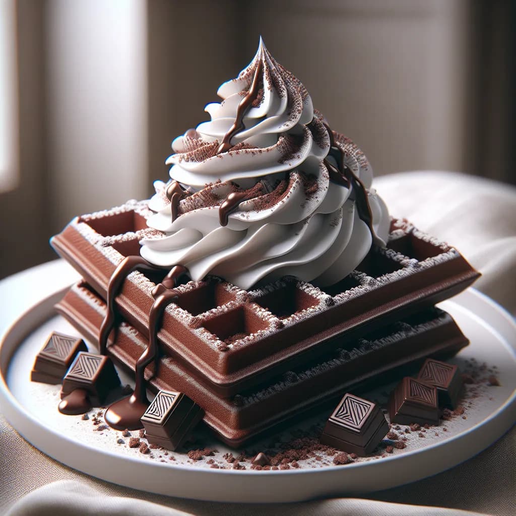 Gaufrettes Sucrées au Chocolat et Crème Chantilly