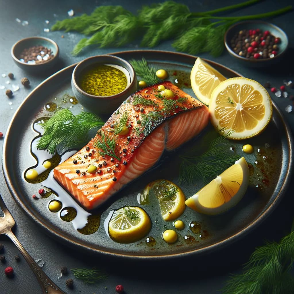 Gebackener Lachs mit Zitronen-Dill-Sauce