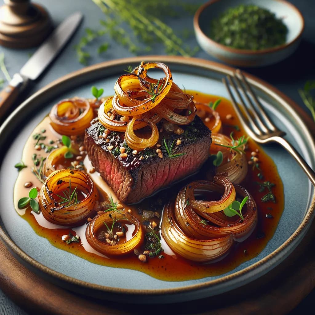 Gedünsteter Zwiebelrostbraten
