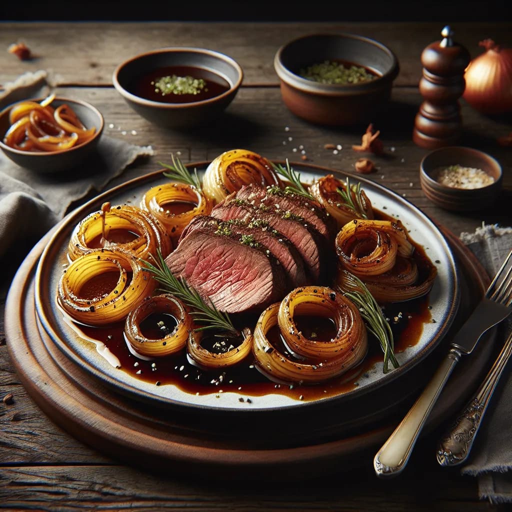 Gedünsteter Zwiebelrostbraten