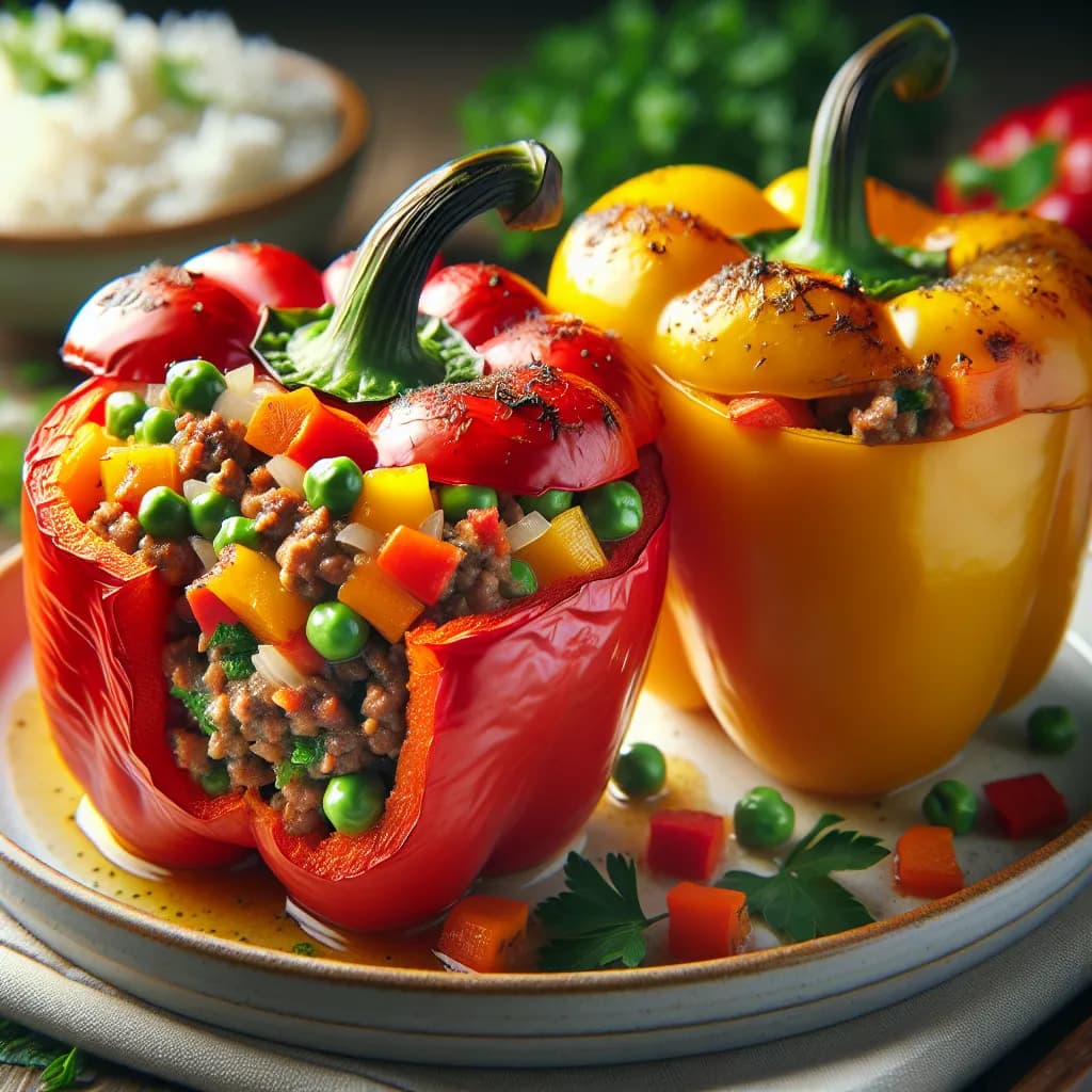 Gefüllte Paprika mit Hackfleisch und Gemüse
