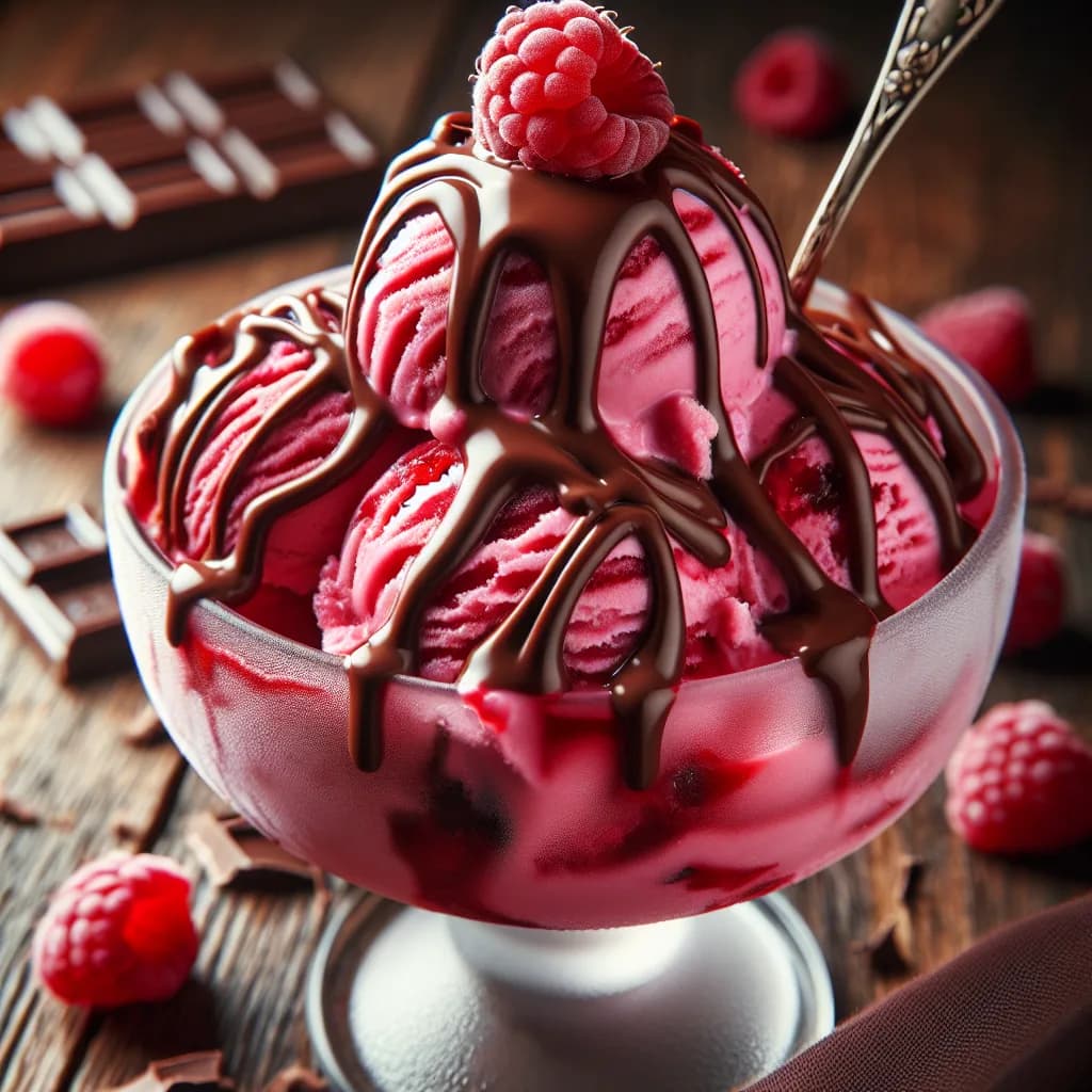 Gelato al Lampone con Scie di Cioccolato