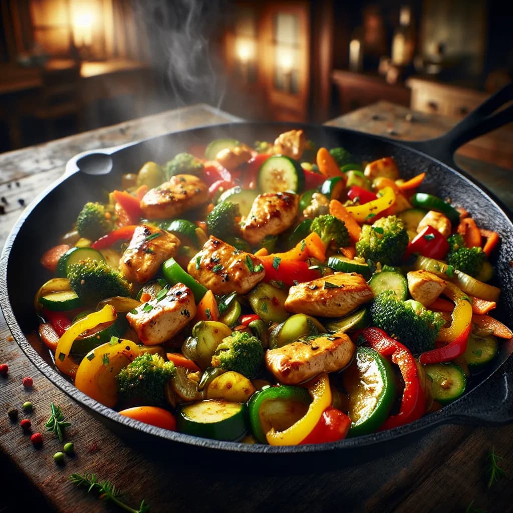 Gemüsepfanne mit Hähnchen