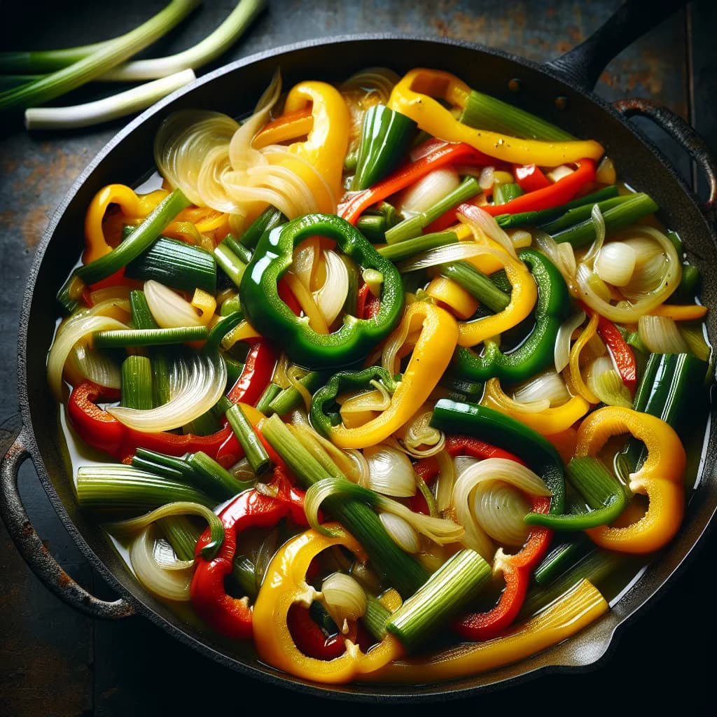 Gemüsepfanne mit Paprika und Lauch