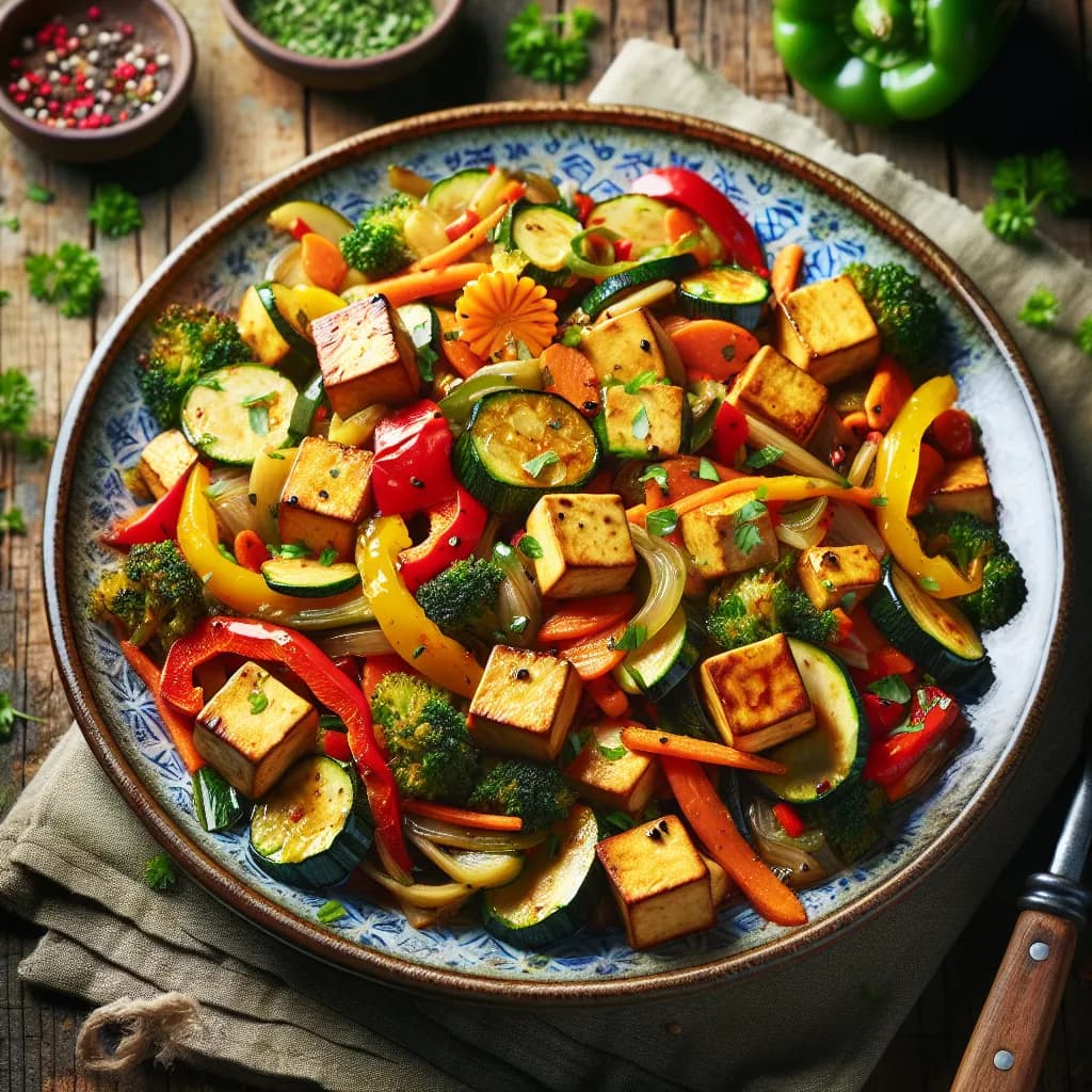 Gemüsepfanne mit Tofu