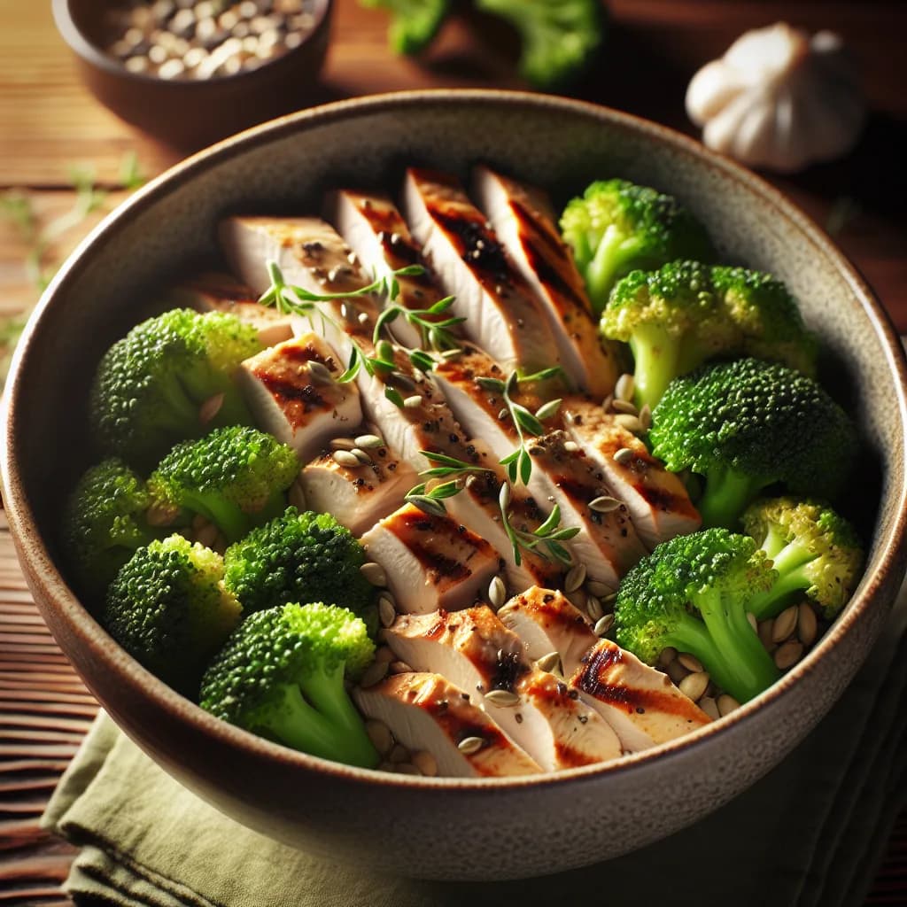 Gesunde Hähnchen-Brokkoli-Bowl