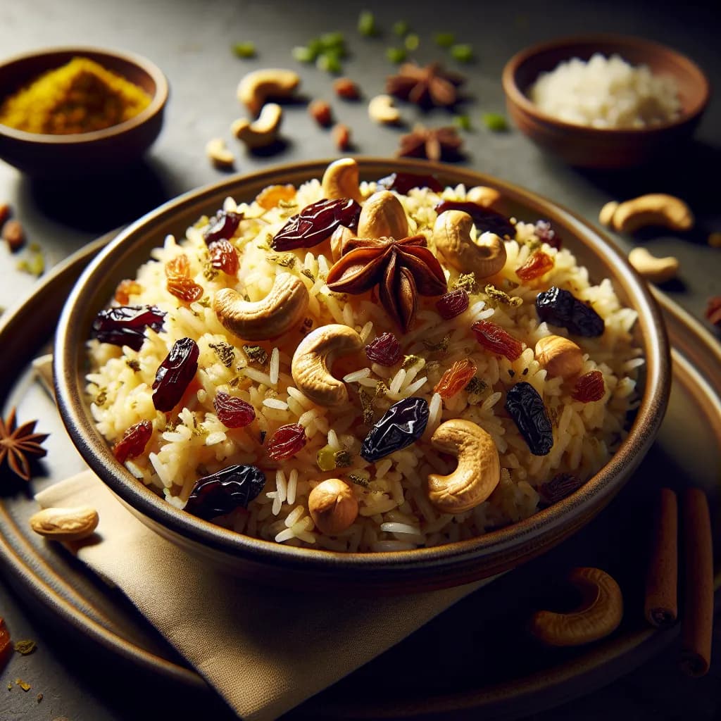 Ghee Rice with Cashews and Raisins