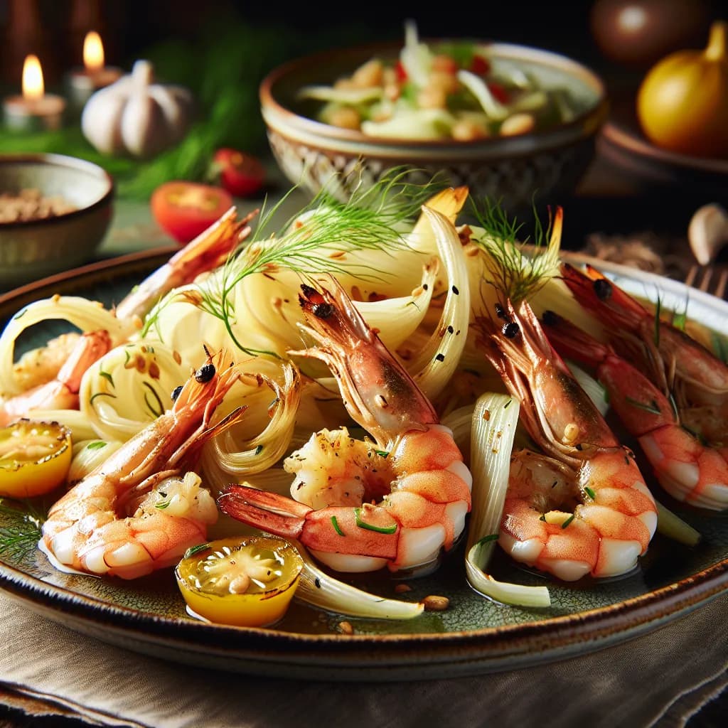 Ginger Garlic Shrimp with Fennel Salad