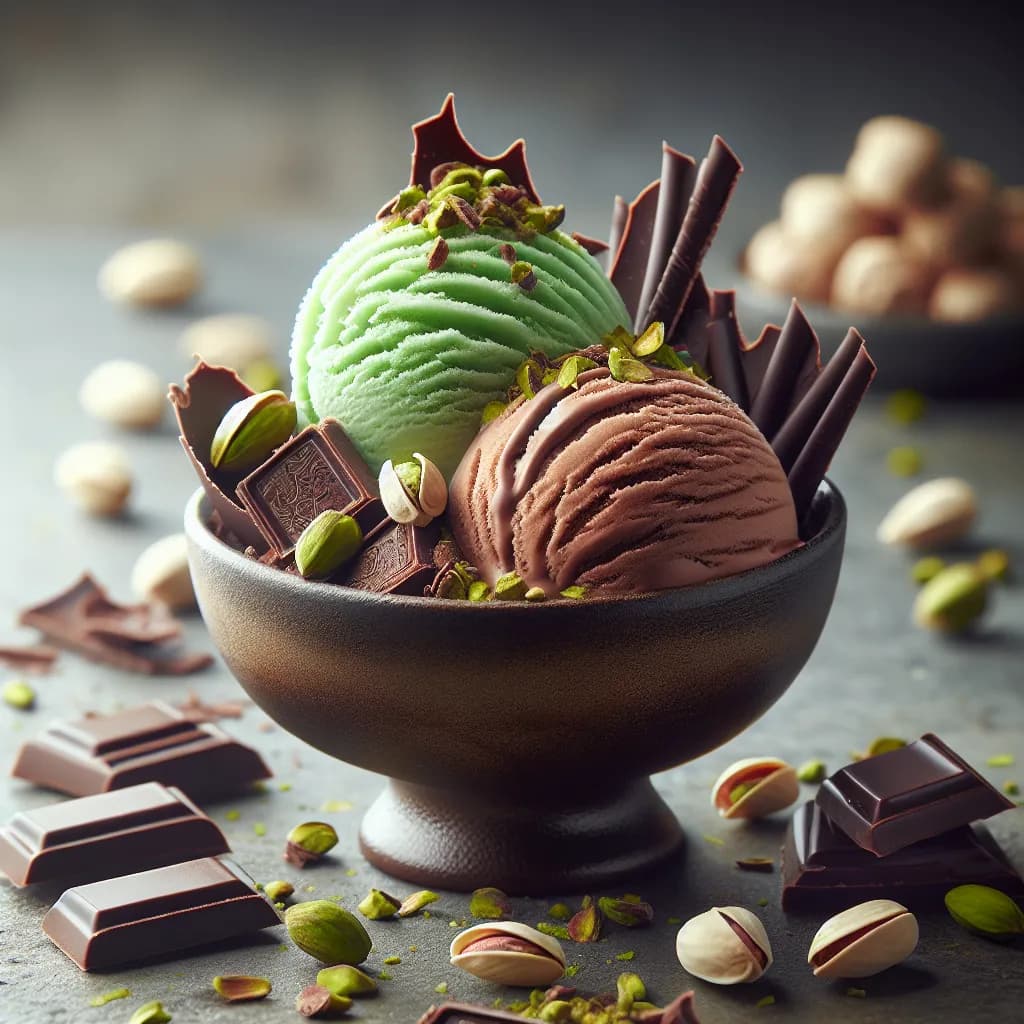 Glace au Chocolat et Pistache