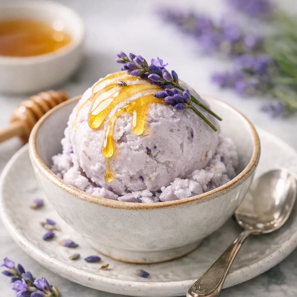 Glace lavande-miel sans œufs