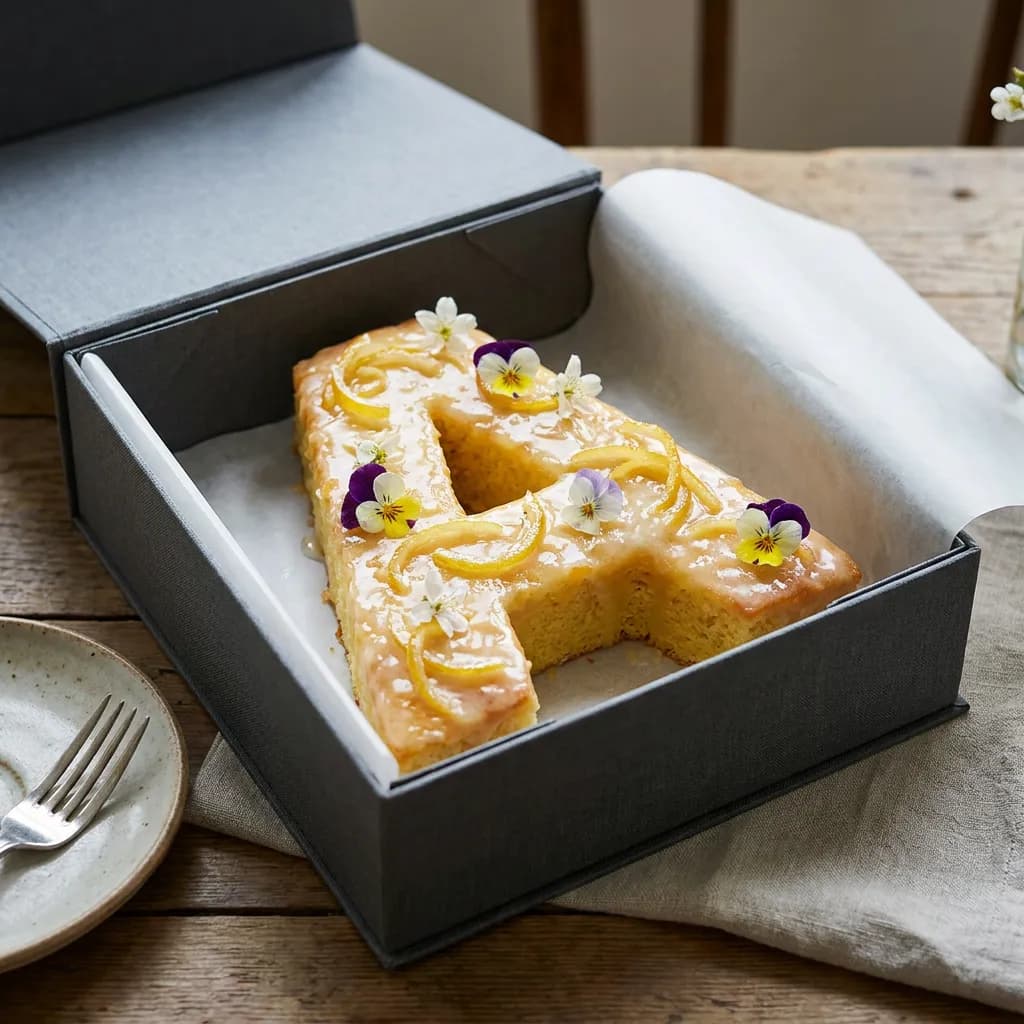 Glazed Lemon Letter Cake