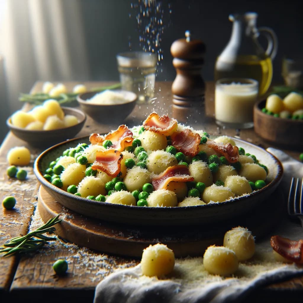 Gnocchi con Guanciale e Piselli