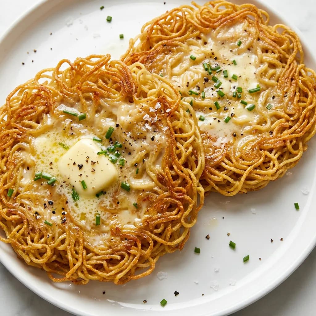 Golden Pan-Fried Butter Noodle Cakes