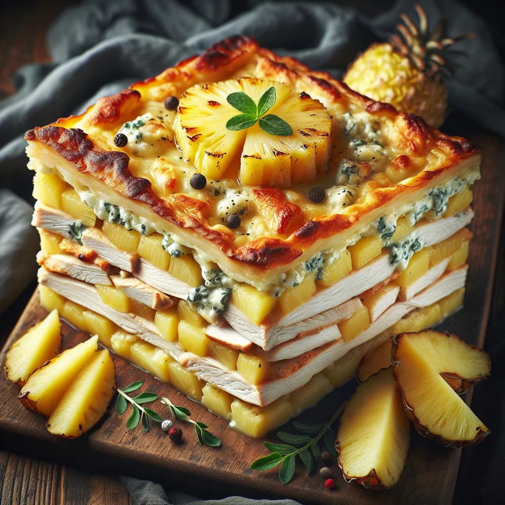 Gorgonzola-Hähnchen-Auflauf mit Ananas