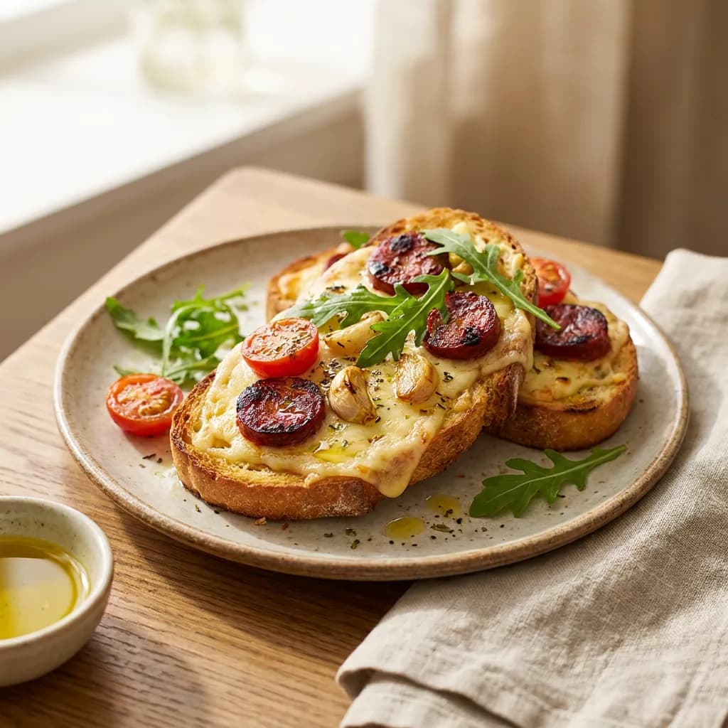 Gouda-Chorizo-Knoblauch-Toast aus dem Ofen