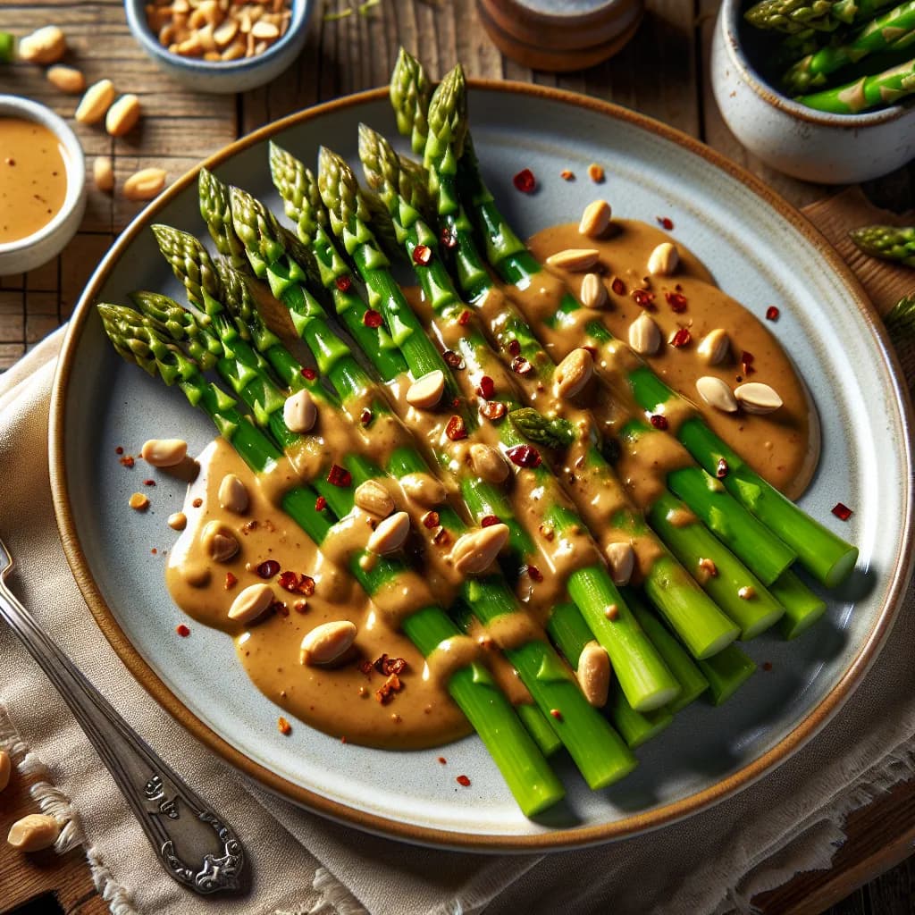 Grüner Spargel mit Erdnusssauce