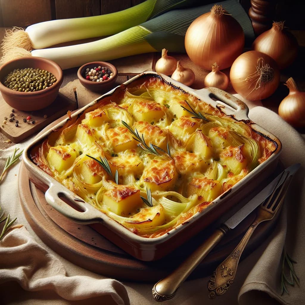 Gratin de Poireaux et Pommes de Terre