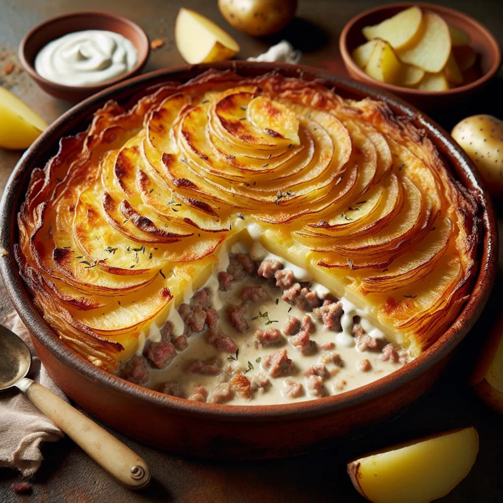 Gratin de Pommes de Terre et Viande Hachée à la Crème Fraîche