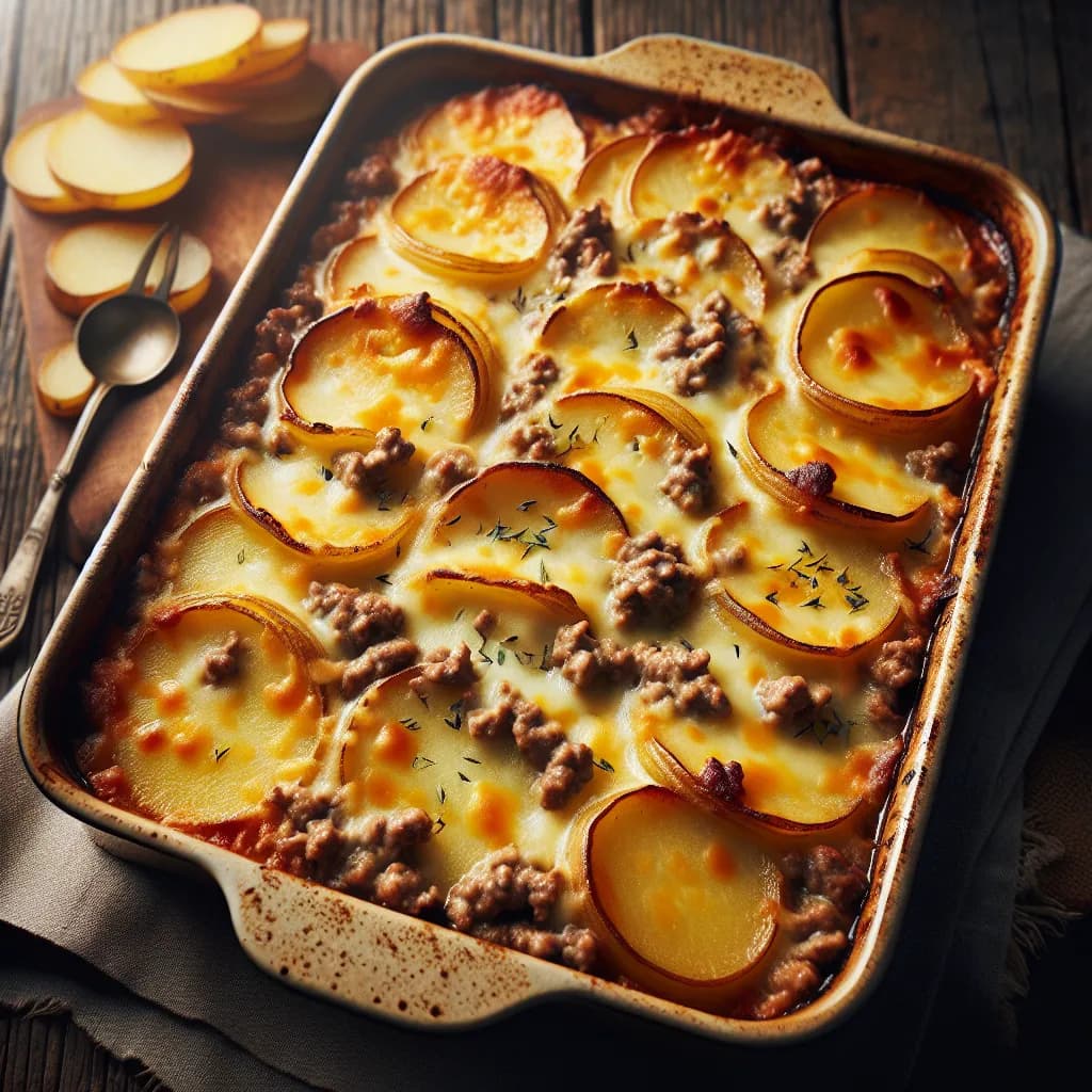 Gratin de pommes de terre et viande hachée