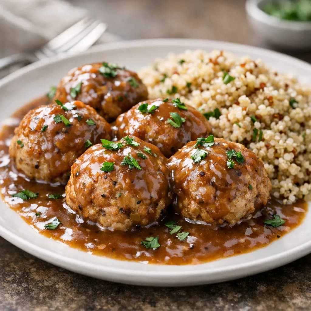 Gravy Smothered Turkey Meatballs
