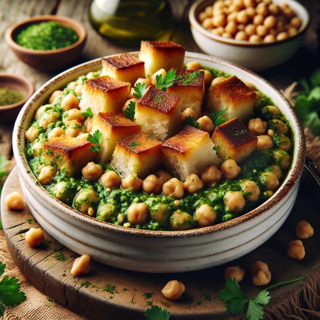 Green Fatteh with Chickpeas