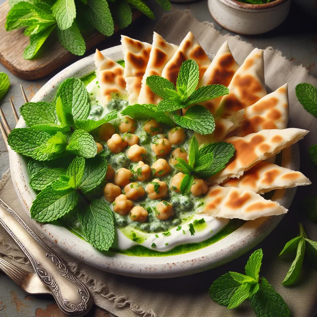 Green Fatteh with Mint