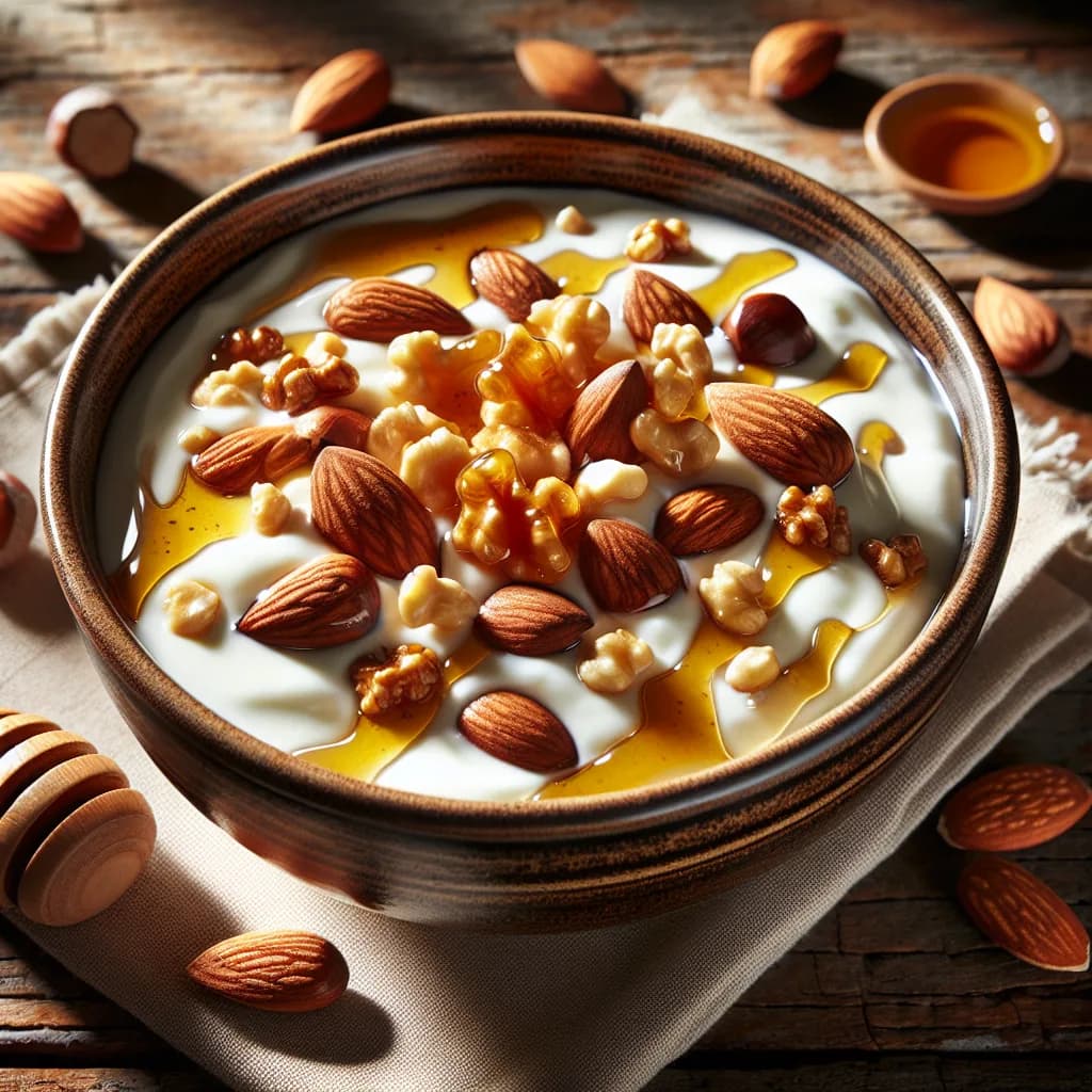 Griechischer Joghurt mit Honig und Nüssen